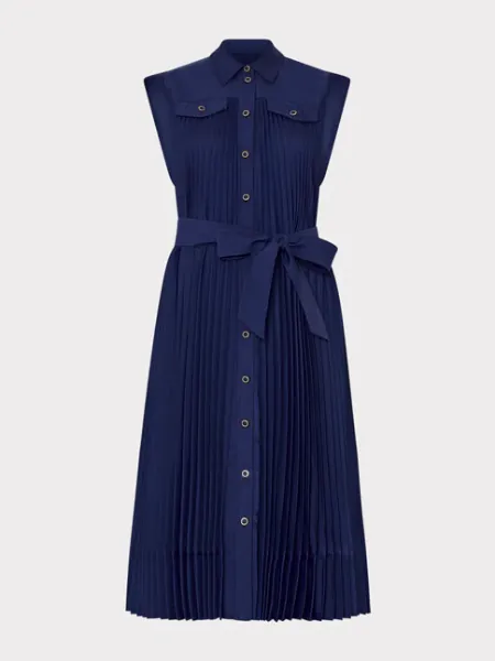 Johanna Pleated Twill Midi Dress